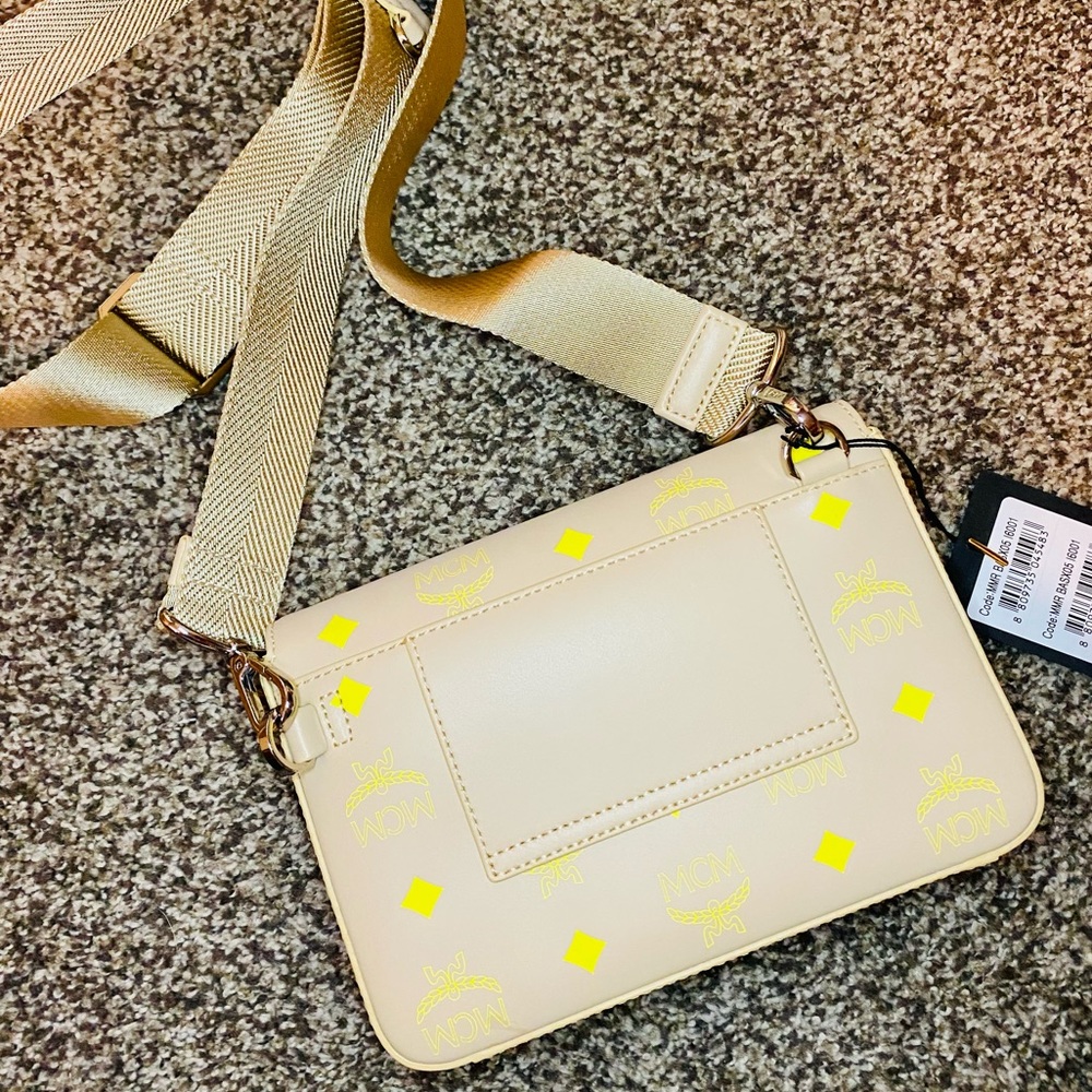 NEW! MCM Millie Yellow Small Color Splash Logo Leather Crossbody Bag - Picture 9 of 17